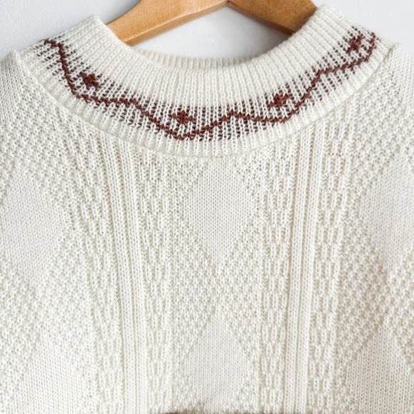 Vintage Vaurnet Paris White Kit Brown Suede Detail Pullover M - Picture 4 of 10